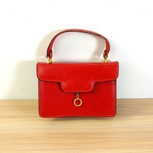Vintage GiGi Bag Purse Womens Red Leather Italian Handbag Small Clutch Evening